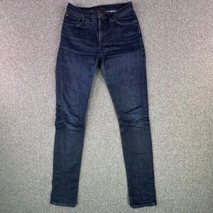 Nudie Jeans Co Jeans Unisex 27 Pipe Led Dry Dark Navy Organic Cotton Stretch